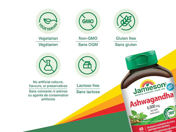 Jamieson Ashwagandha 6000 mcg 60 Tablets - 064642098481