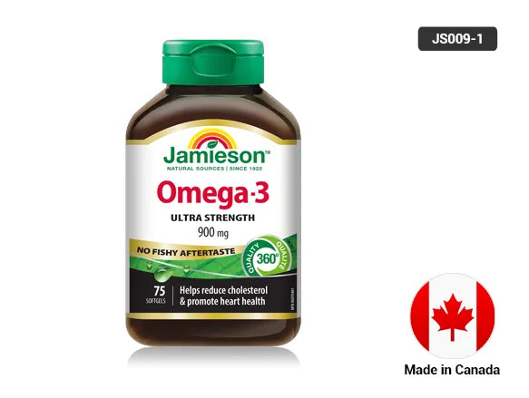 Jamieson Omega-3 Ultra Strength 900mg No Fishy Aftertaste 75 Softgels - 064642078575