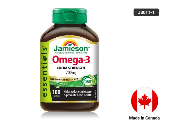 Jamieson Omega-3 Extra Strength 700mg No Fishy Aftertaste 100 Softgels - 064642079206