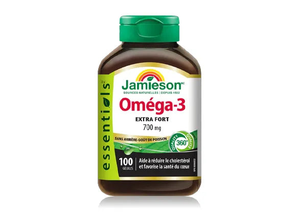 Jamieson Omega-3 Extra Strength 700mg No Fishy Aftertaste 100 Softgels - 064642079206