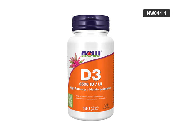 Now Vitamin D3 2500 IU High Potency 180 Softgels - 733739903570