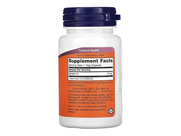 Now Melatonin 3mg 60 Veg Capsules - 733739032553