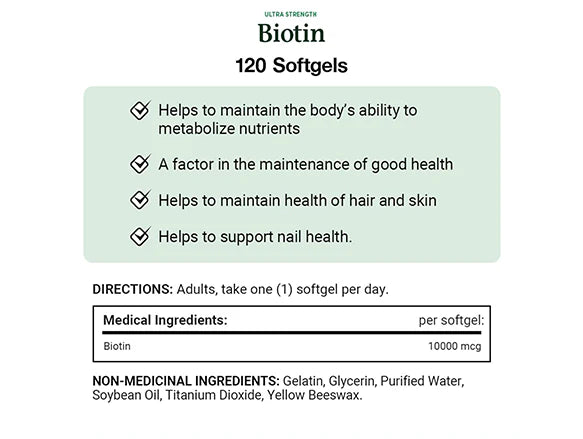 Natures Bounty Biotin 10000mcg 120 Softgels - 029537301602