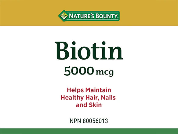 Natures Bounty Biotin 5000mcg 100 softgels - CANADA - 029537296342