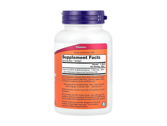 Now Beta Carotene 7500mcg 180 Softgels - CANADA - 733739003225