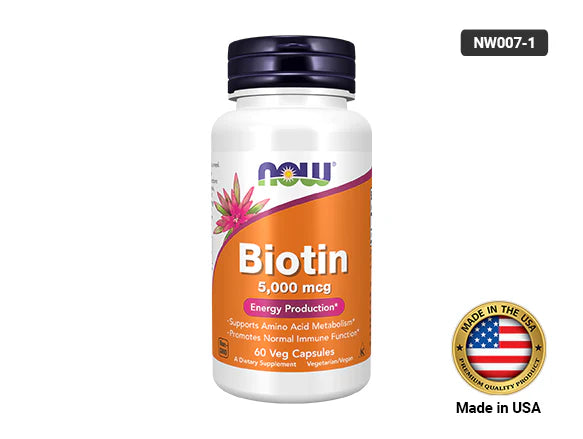 Now Biotin 5000mcg 60 Veg Capsules - USA