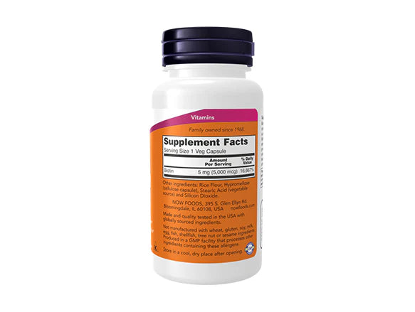 Now Biotin 5000mcg 60 Veg Capsules - USA