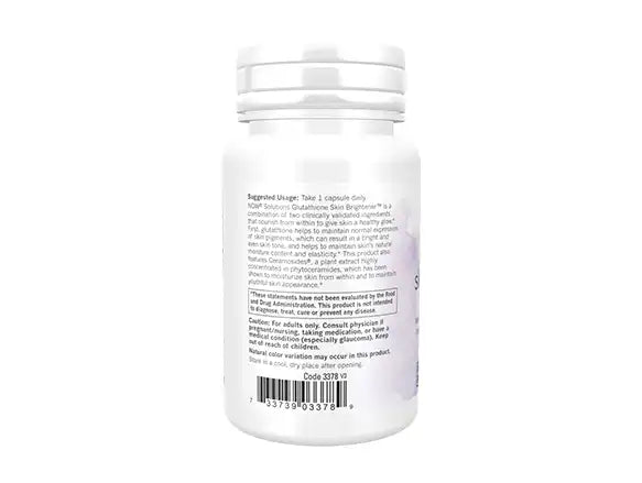 Now Glutathione Skin Brightener 250mg 30 Veg Capsules - USA