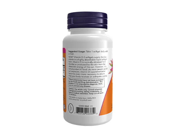 Now Vitamin D3 1000 IU 180 Softgels - USA - 733739003652