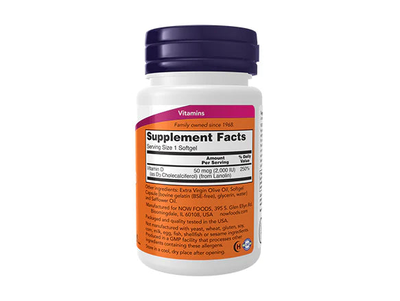 Now Vitamin D3 2000IU 120 Capsules - USA