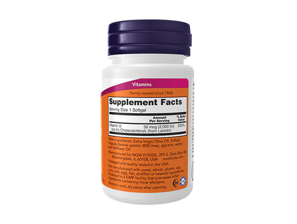 Now Vitamin D3 2000IU 30 Softgels - USA