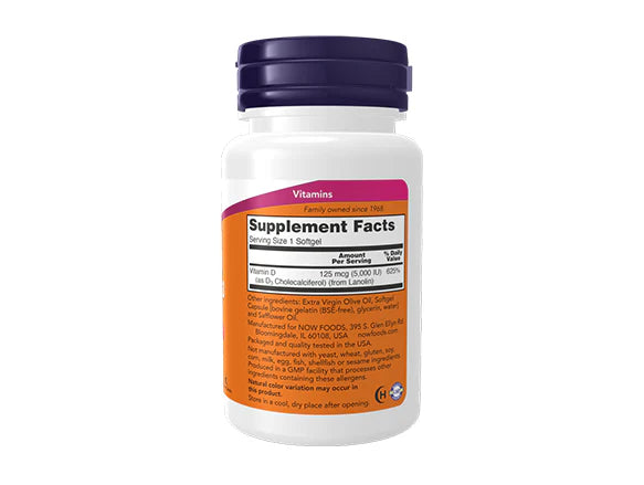 Now Vitamin D3 5000IU 120 Softgels - USA