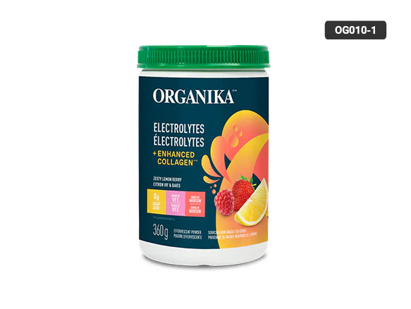 Organika Electrolytes + Enhanced Collagen Zesty Lemon Berry Flavor 360g - CANADA - 620365031091