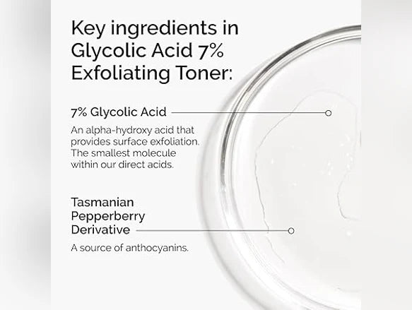 The Ordinary Glycolic Acid 7% Exfoliating Toner Daily AHA Toner to Improve Skin Texture, Tone & Luminosity 240ml