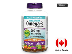 Webber Naturals Triple Strength Omega-3 900mg 120 Softgels - CANADA - 625273038798