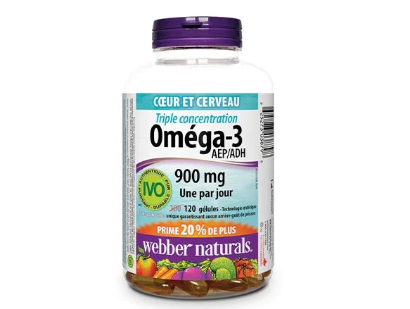 Webber Naturals Triple Strength Omega-3 900mg 120 Softgels - CANADA - 625273038798