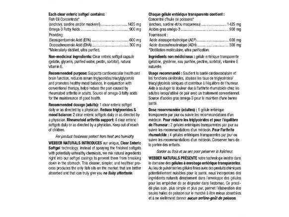 Webber Naturals Triple Strength Omega-3 900mg 120 Softgels - CANADA - 625273038798