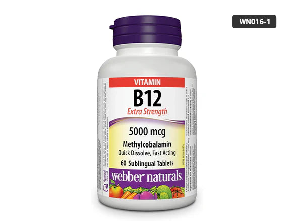 Webber Naturals Vitamin B12 5000mcg 60 Tablets - 625273031751