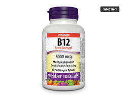 Webber Naturals Vitamin B12 5000mcg 60 Tablets - 625273031751