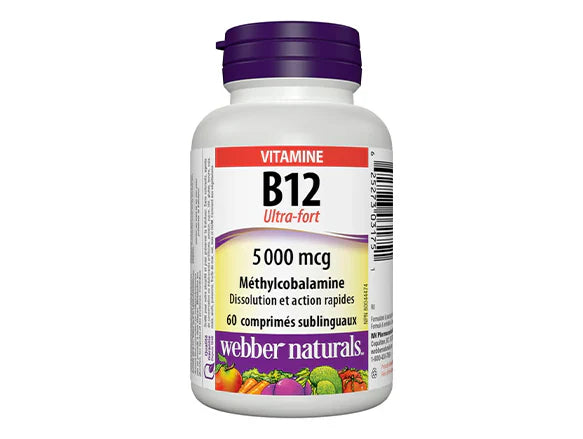 Webber Naturals Vitamin B12 5000mcg 60 Tablets - 625273031751