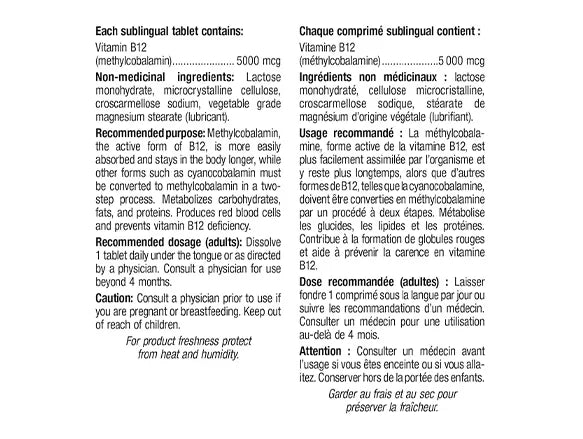 Webber Naturals Vitamin B12 5000mcg 60 Tablets - 625273031751