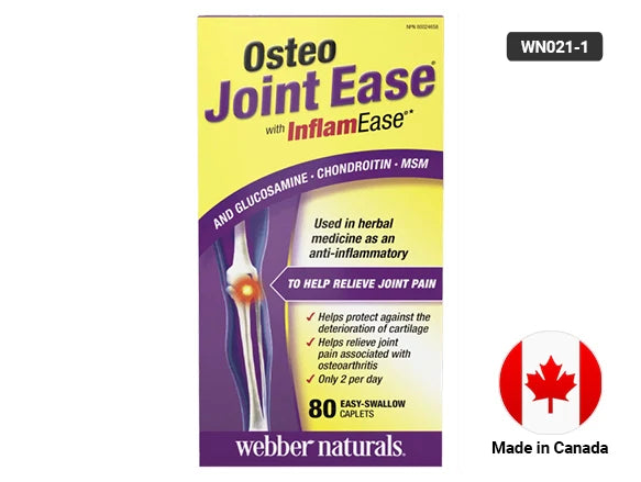 Webber Naturals Osteo Joint Ease with InflamEase, Glucosamine, Chondroitin and MSM 80 Caplets - 625273033755