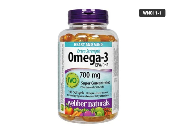 Webber Naturals Extra Strength Omega-3 EPA/DHA 700mg 100 Softgels - CANADA - 625273033977