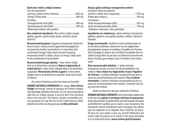 Webber Naturals Triple Strength Omega-3 with EPA/DHA 900mg 80 Softgels - CANADA - 625273033953