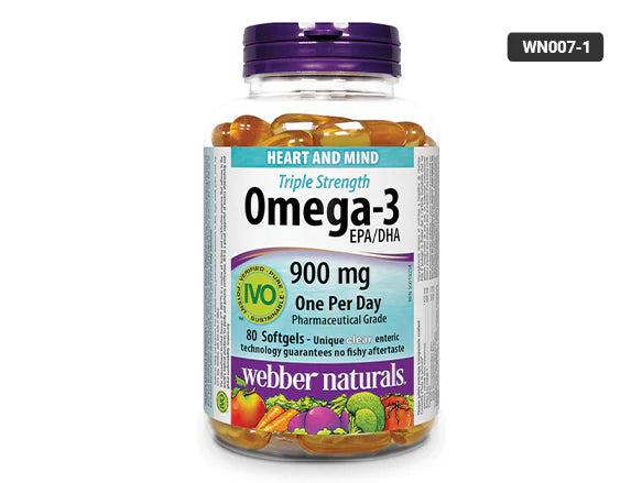 Webber Naturals Triple Strength Omega-3 with EPA/DHA 900mg 80 Softgels - CANADA - 625273033953