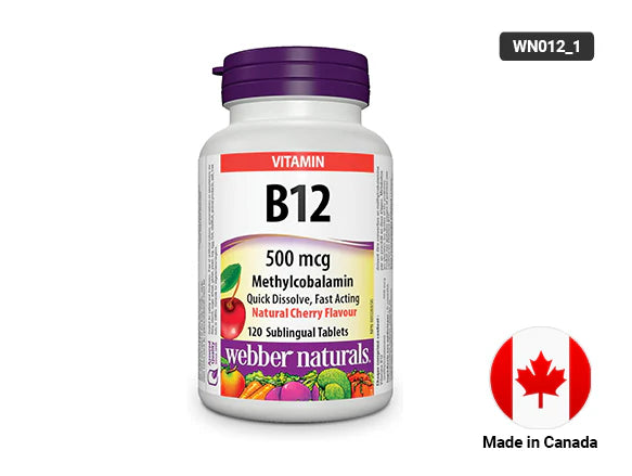 Webber Naturals Vitamin B12 500mcg 120 Tablets - CANADA - 625273031706